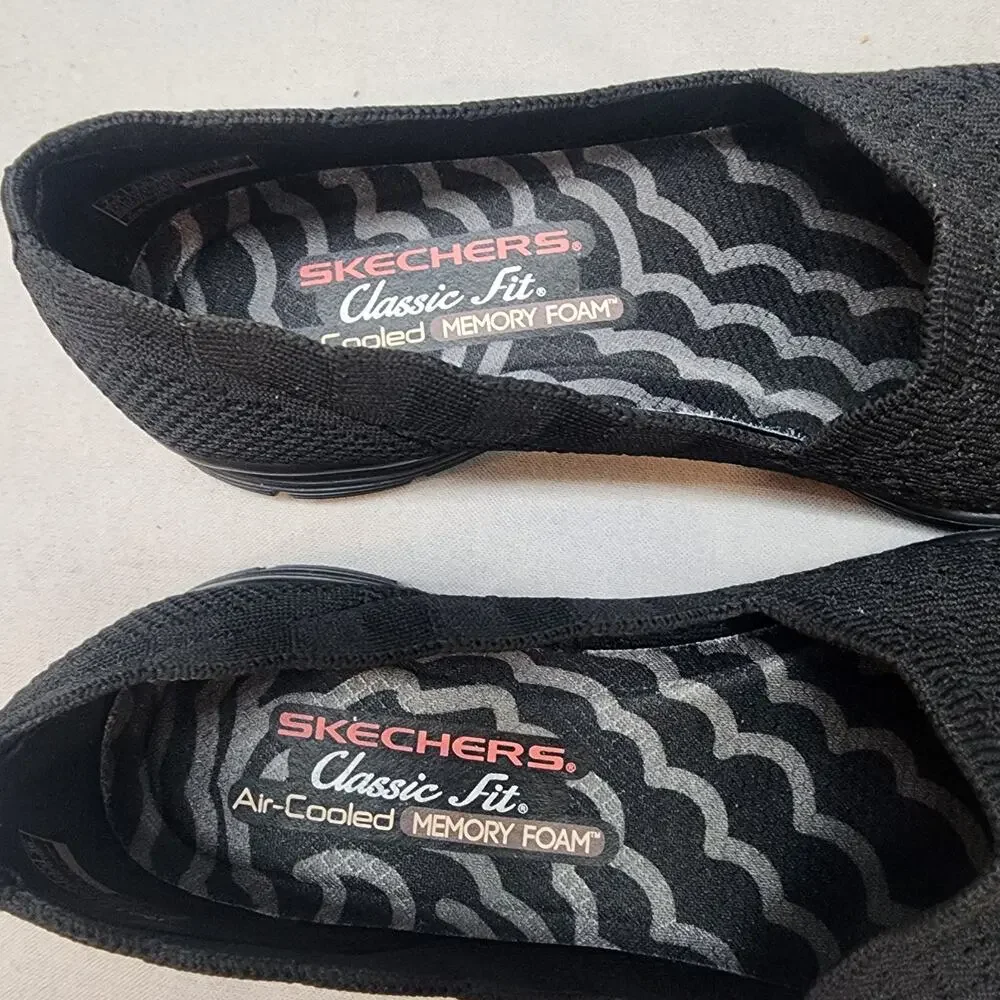 Skechers Women's Seager Stat Slip On Sneaker Shoes Black #49481 Sz‎ 7.5